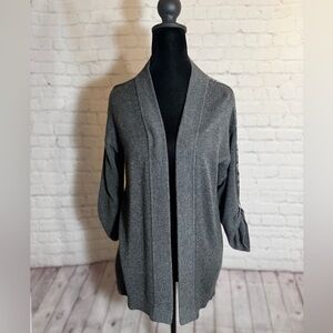 White House Black Market Gray Open Cardigan